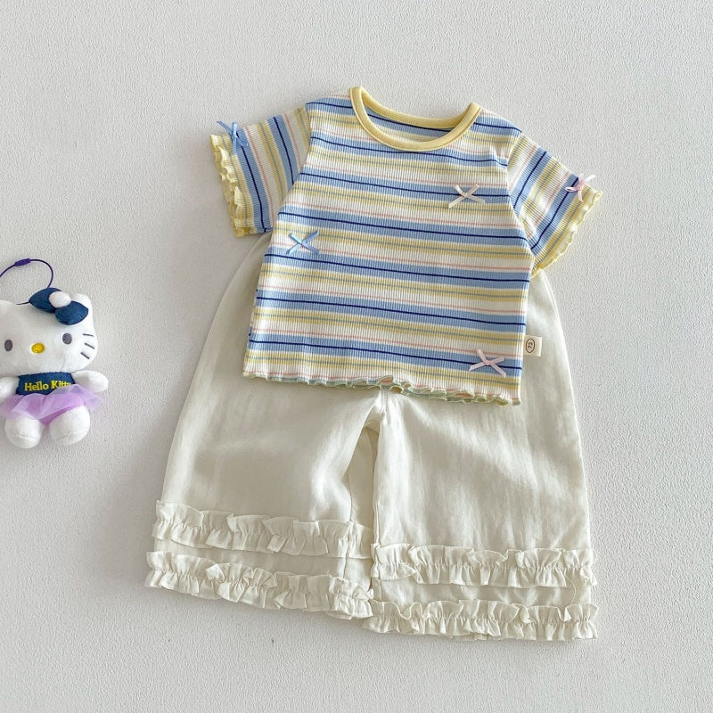 【BABY&KID】夏新作無地フリルストレートパンツSK105910