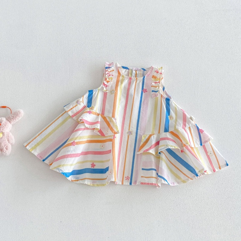 【BABY&KID】夏新作うさぎプリント、ストライプワンピースSK106115