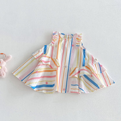 【BABY&KID】夏新作うさぎプリント、ストライプワンピースSK106115