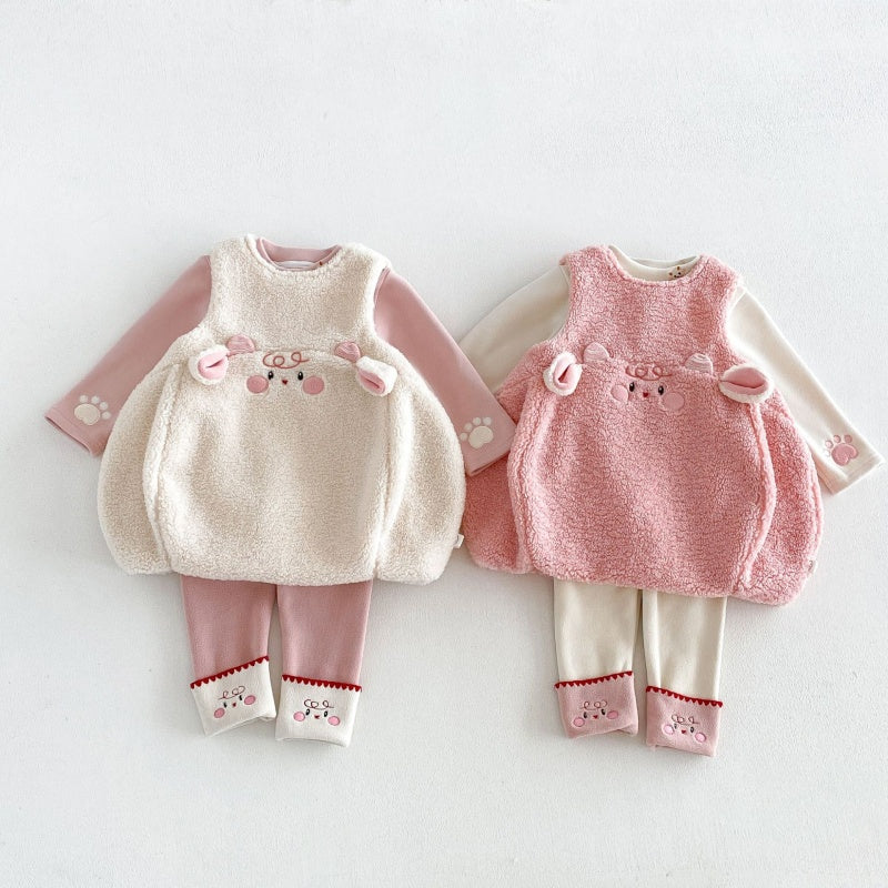 【BABY&KID】カートゥーン裏起毛ワンピース、トップス、レギンスSK108119