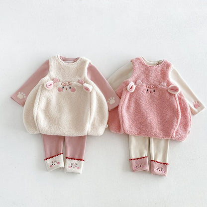 【BABY&KID】カートゥーン裏起毛ワンピース、トップス、レギンスSK108119