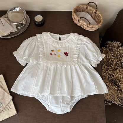 【BABY】夏新作ひよこハウス刺繍セットアップSK106006