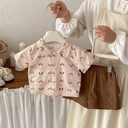 【BABY】夏新作わんちゃん総柄シャツ＆ショートパンツSK104519