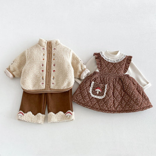 【BABY&KID】きのこ刺繍ワンピース、ロングパンツ、アウター、、トップスSK108115