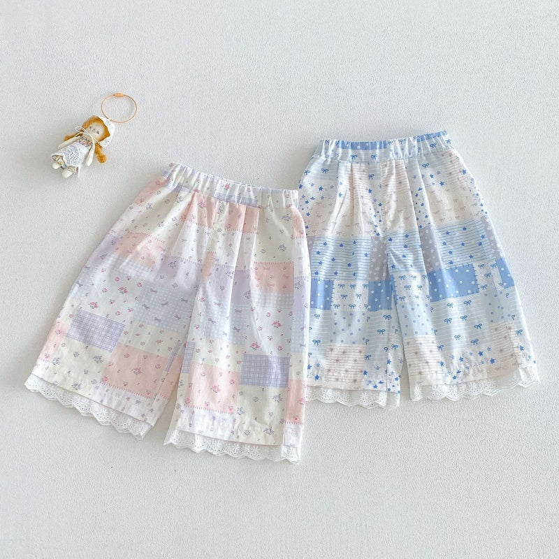 【BABY&KID】夏新作総柄フリルストレートパンツSK105909