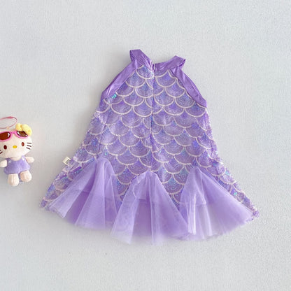 【BABY&KID】夏新作スパンコールチュールプリンセスワンピースSK105916
