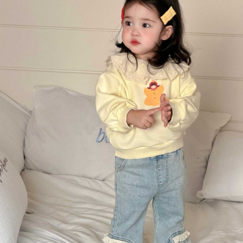 【BABY&KID】レース襟カートゥーンスウェット、デニムパンツSK104313