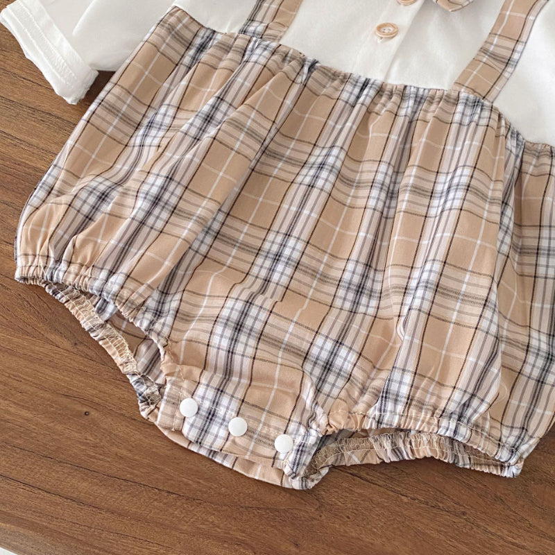 【BABY】チェック切替ロンパース＆帽子SK103613