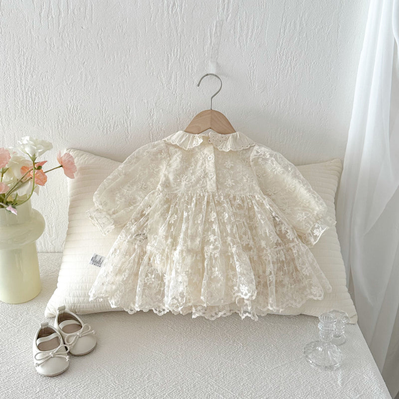 【BABY】フラワー刺繍レースロンパースSK103605