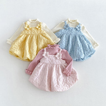 【BABY&KID】冬新作厚手フラワーワンピース、ハイネックニットSK107725