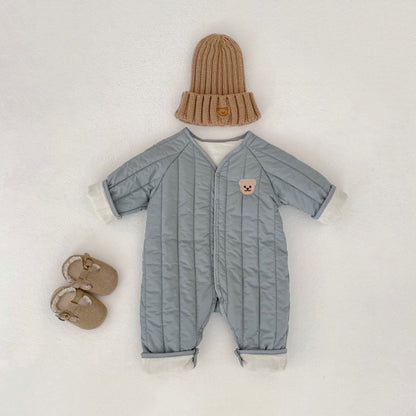 【BABY】冬新作 クマ刺繍キルトカバーオールSK102407