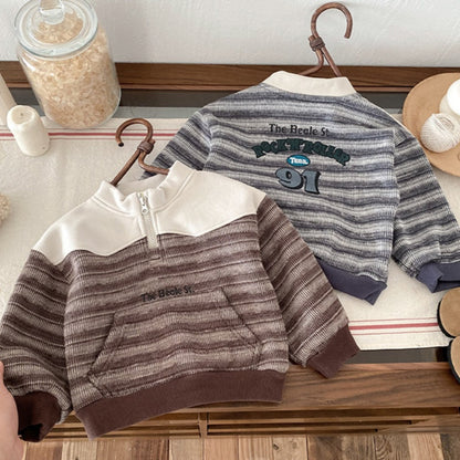 【BABY】冬新作ボーダー裏起毛スウェットSK102728