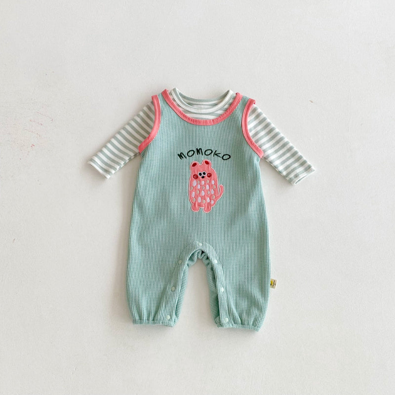 【BABY】キャラクターサロペット＆ボーダーTシャツSK092521