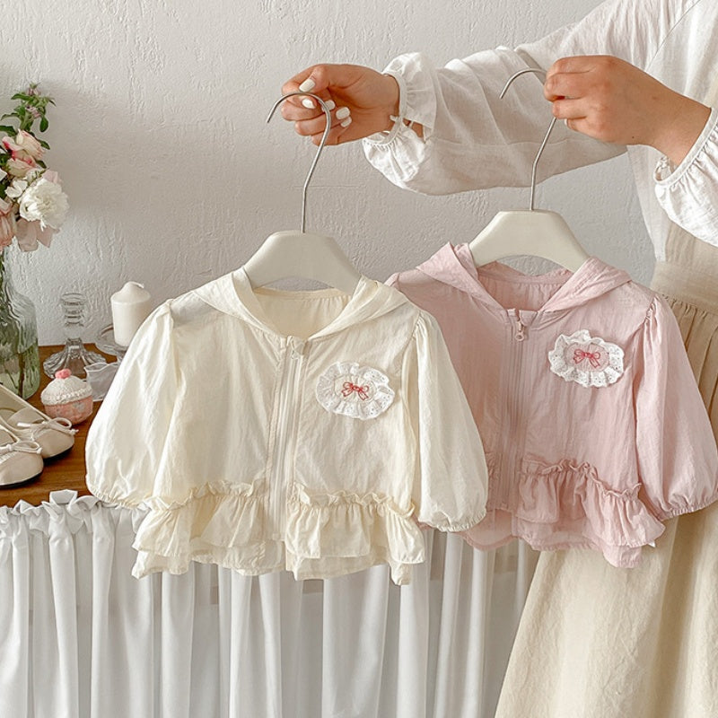 【BABY】夏新作蝶結び刺繍UVパーカーSK104521