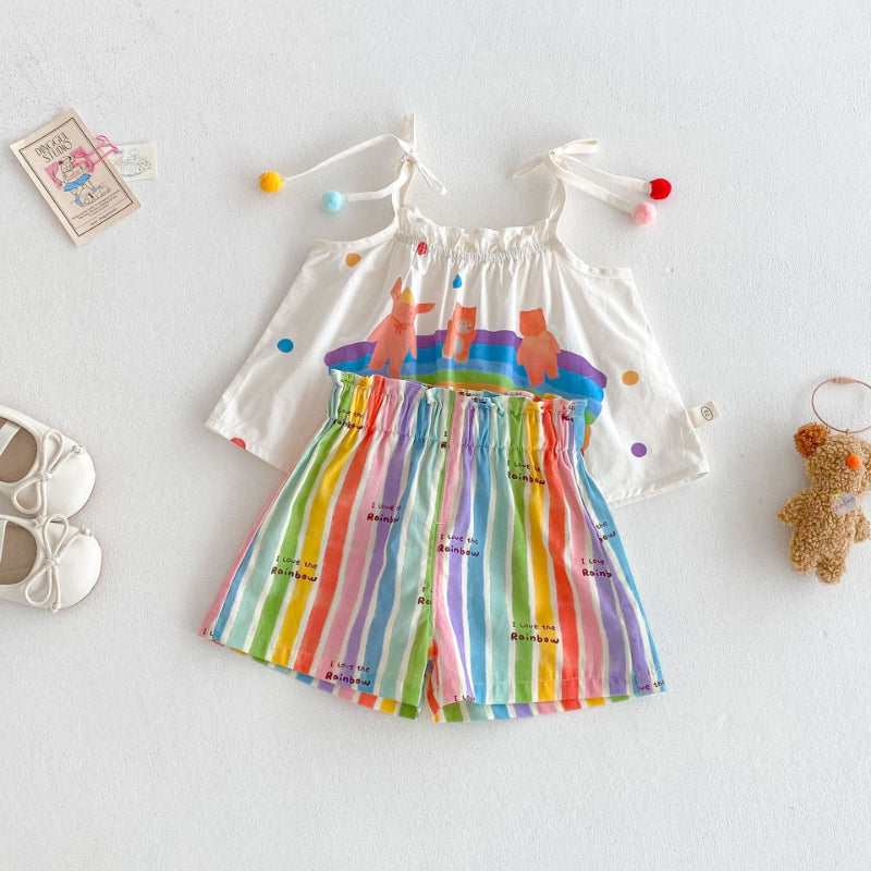 【BABY&KID】夏新作 レインボーセットアップSK080602