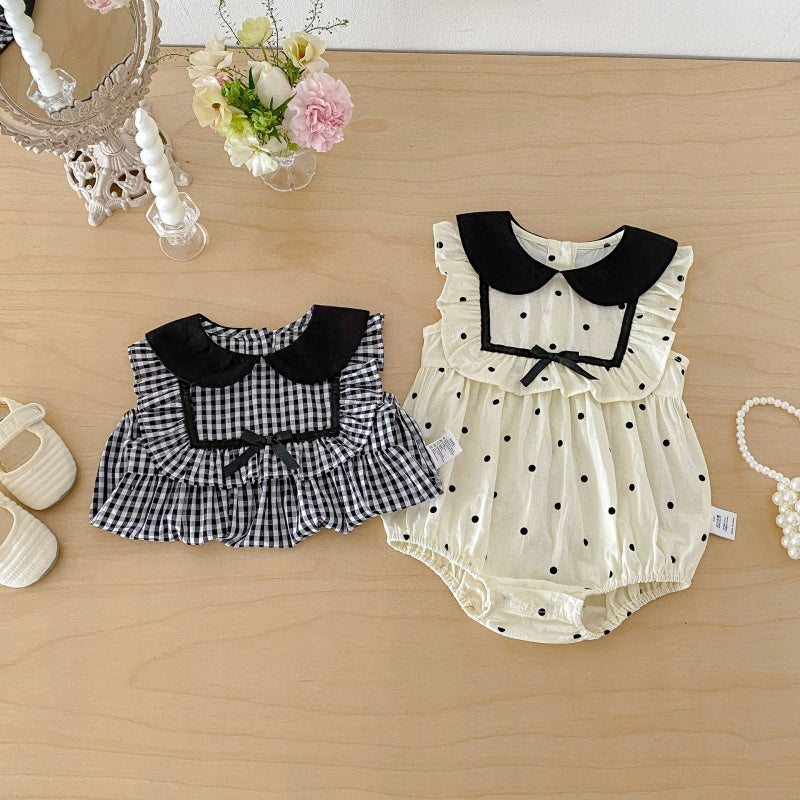 【BABY】夏新作チェック、ドットロンパースSK105807