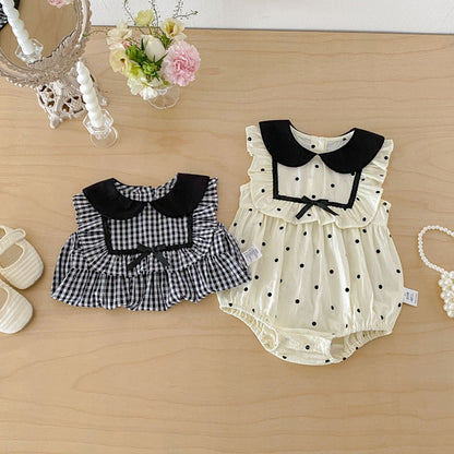 【BABY】夏新作チェック、ドットロンパースSK105807