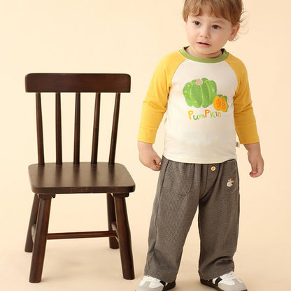 【BABY&KID】北欧風カートゥーンラグランTシャツ、ポケットパンツSK101336