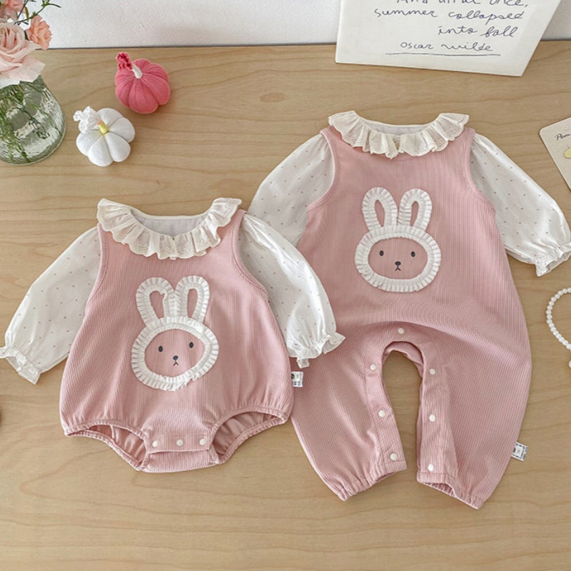 【BABY】おしゃれうさぎロンパース、カバーオール、ドットガールシャツSK103716