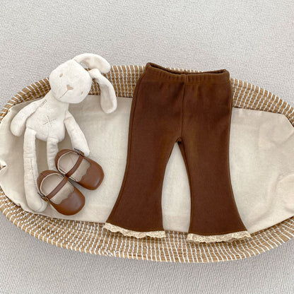 【BABY&KID】蝶結びニットカーデ、裏起毛レースパンツSK101438
