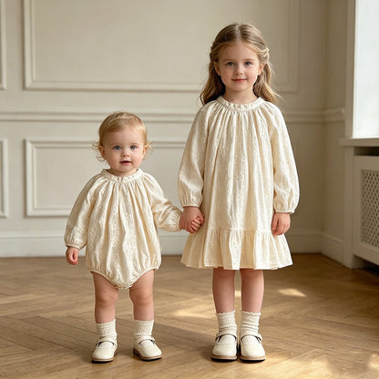 【BABY&KID】フリル襟小花柄ロンパース、ワンピースSK107913