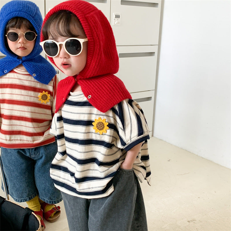【BABY&KID】夏新作 ひまわりボーダーシャツSK080504