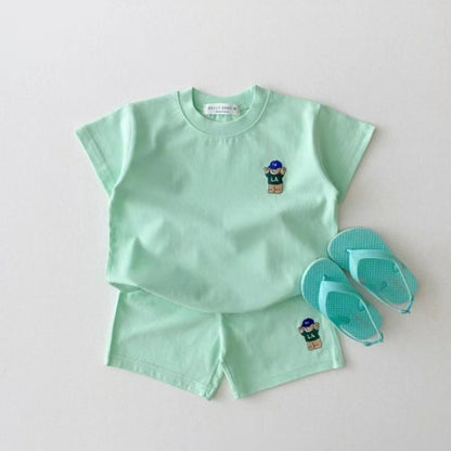 【BABY&KID】夏新作 ベア刺繍セットアップSK091203