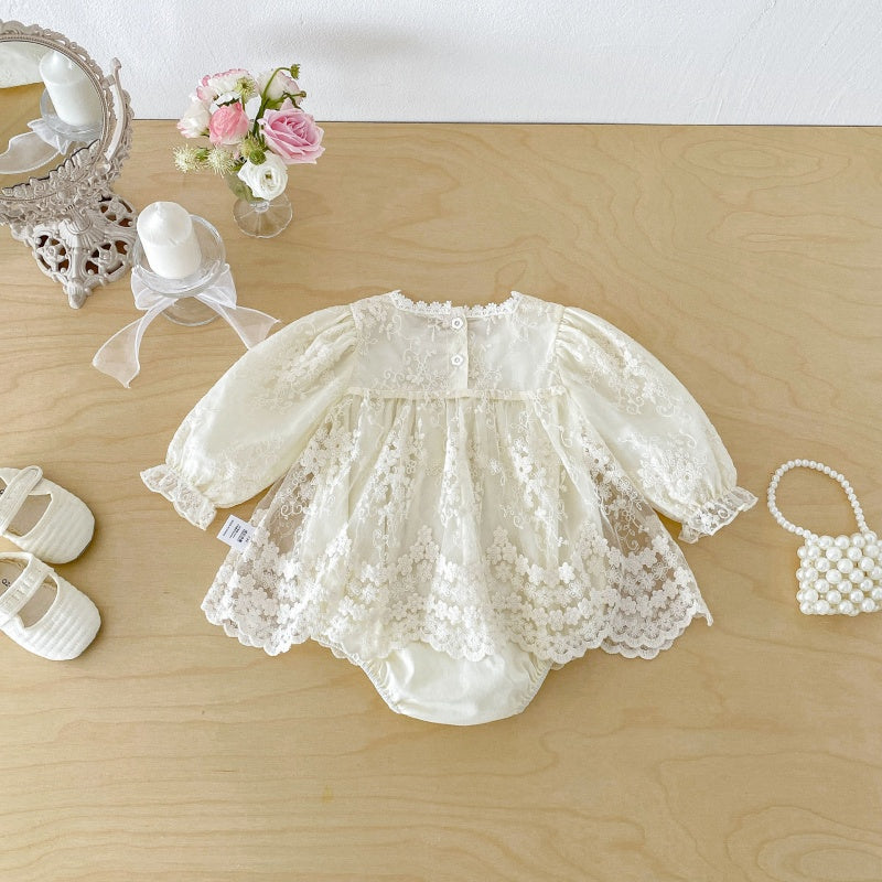 【BABY】レーススクエアネックロンパースSK107905
