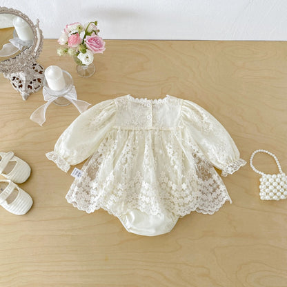 【BABY】レーススクエアネックロンパースSK107905