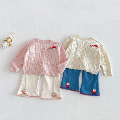 【BABY&KID】韓国風きのこ刺繍カーディガンSK104124