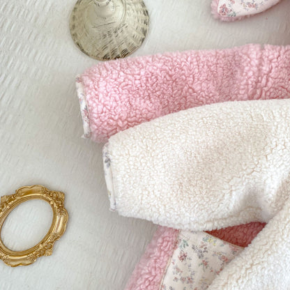 【BABY】冬新作小花柄うさぎ耳フード付きカバーオールSK103105