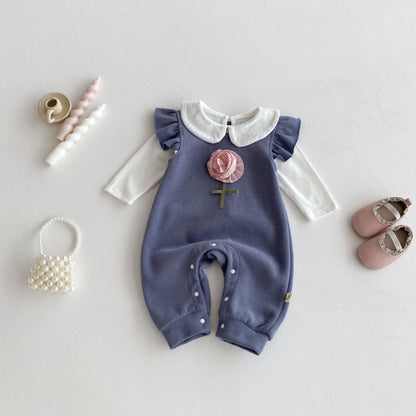 【BABY】立体フラワーフリル袖ロンパース、ドールカラーブラウスSK100832