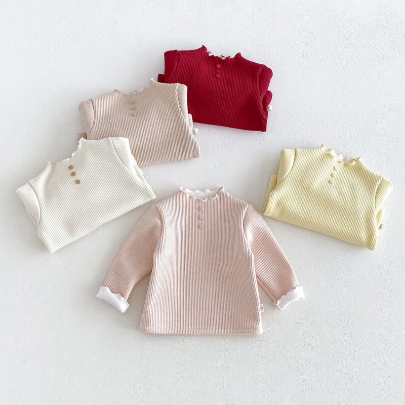 【BABY&KID】冬新作無地リブ裏起毛トップスSK108511