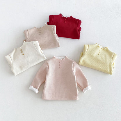 【BABY&KID】冬新作無地リブ裏起毛トップスSK108511