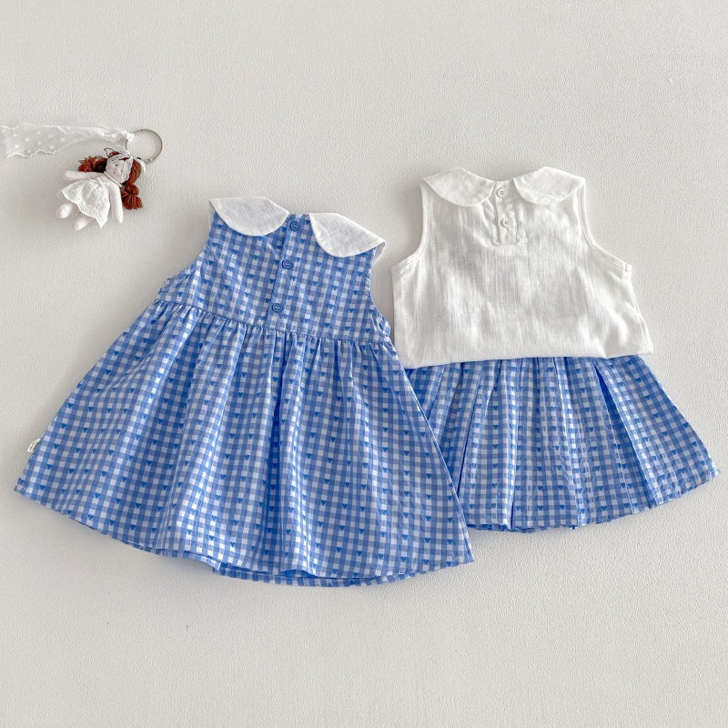 【BABY&KID】夏新作丸襟ワンピース、ボウベスト、スカートSK105902