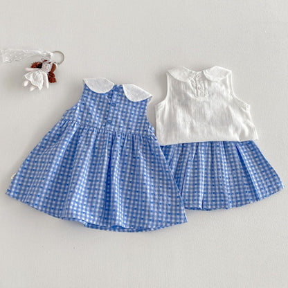 【BABY&KID】夏新作丸襟ワンピース、ボウベスト、スカートSK105902