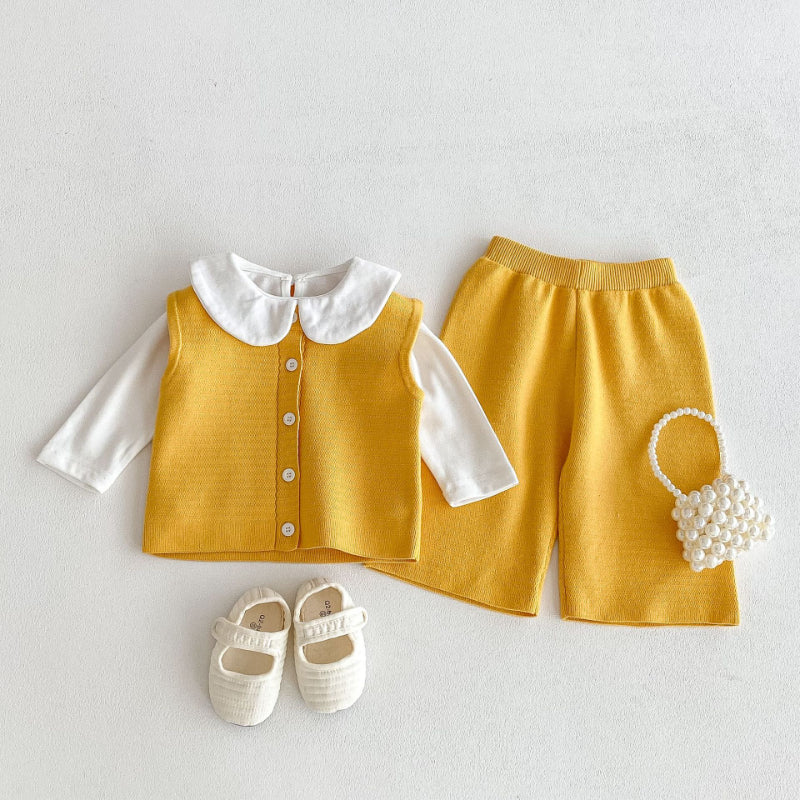 【BABY&KID】大襟ブラウス＆ニットベスト＆ニットワイドパンツSK101436