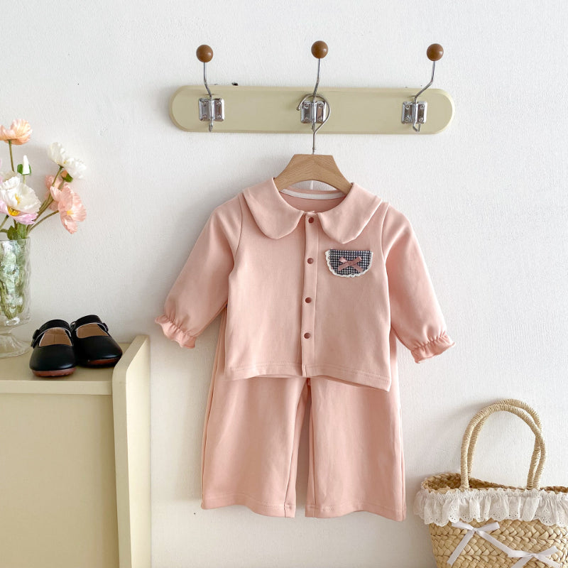 【BABY&KID】長袖ガールシャツ＆フレアパンツSK092438