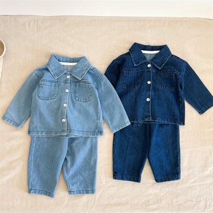 【BABY&KID】オシャレデニムカーディガン、デニムカジュアルルーズパンツSK030707