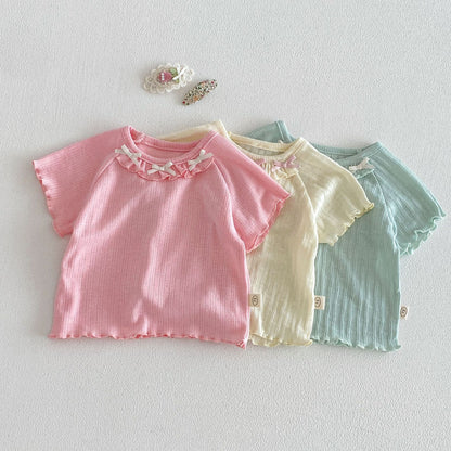 【BABY&KID】夏新作 フリル蝶結びTシャツSK105107