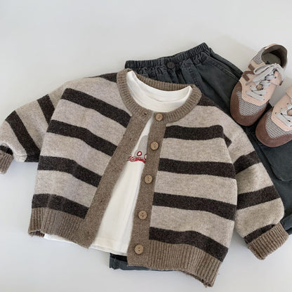 【BABY&KID】ストライプ柄ニットカーディガンSK100506