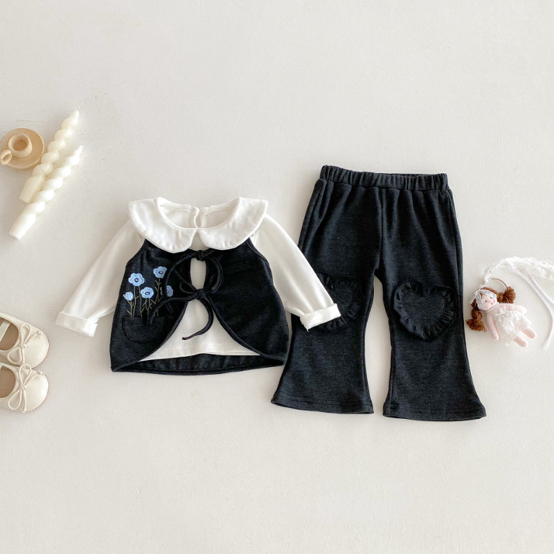 【BABY&KID】レトロベスト＆フレアパンツセット、長袖TシャツSK092440