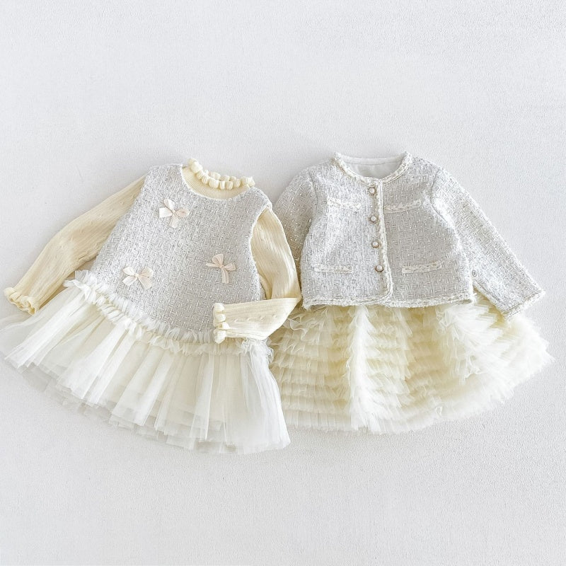 【BABY&KID】ツイード風アウター、ワンピース、ニットSK108114