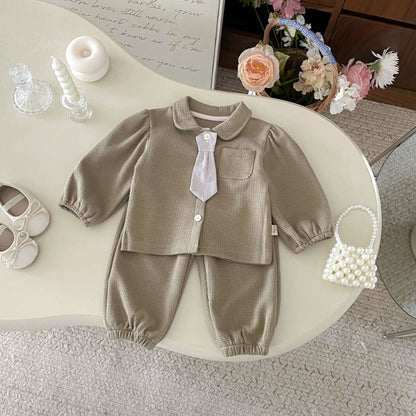 【BABY&KID】ネクタイ付き無地セットアップSK102421