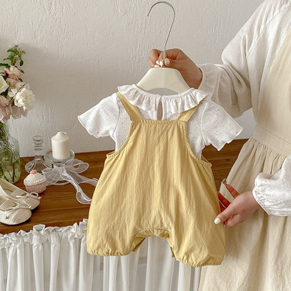 【BABY】夏新作大きめポケットサロペット＆フリル襟TシャツSK104510