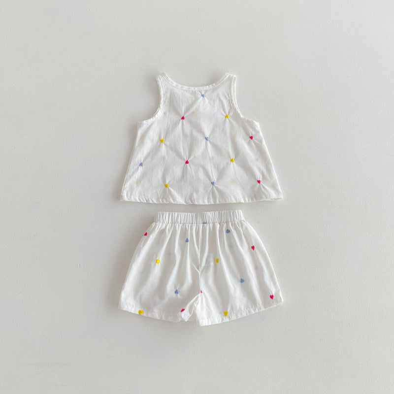 【BABY】夏新作 カラフルハート刺繍セットアップSK092214