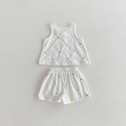 【BABY】夏新作 カラフルハート刺繍セットアップSK092214