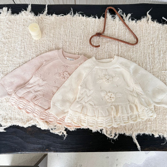 【BABY&KID-予約限定】手編みフラワーニットセーターSK102234