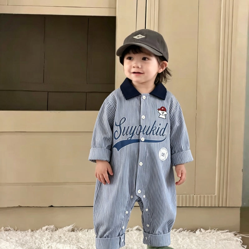 【BABY】ストライプベースボールカバーオールSK106711