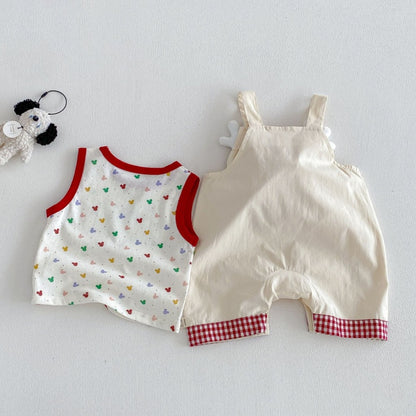 【BABY&KID】夏新作立体カートゥーンサロペットショートパンツ、総柄タンクトップSK105615